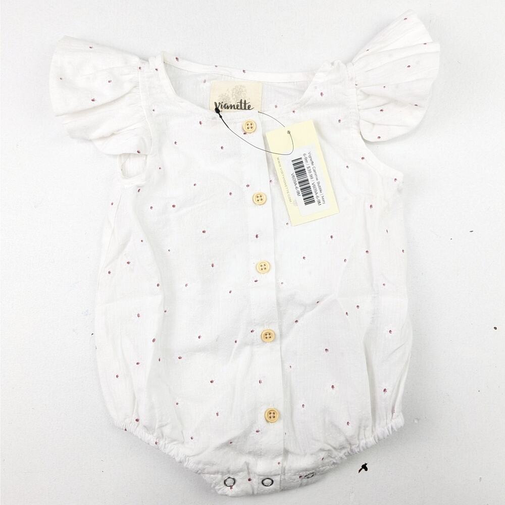 Vignette White & Mauve Cammie Romper 6-9 Months